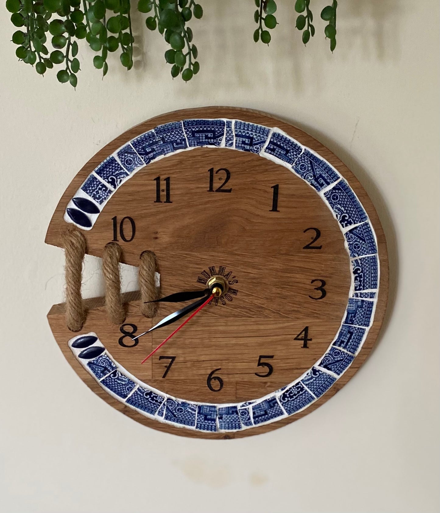 Oak clock with rope