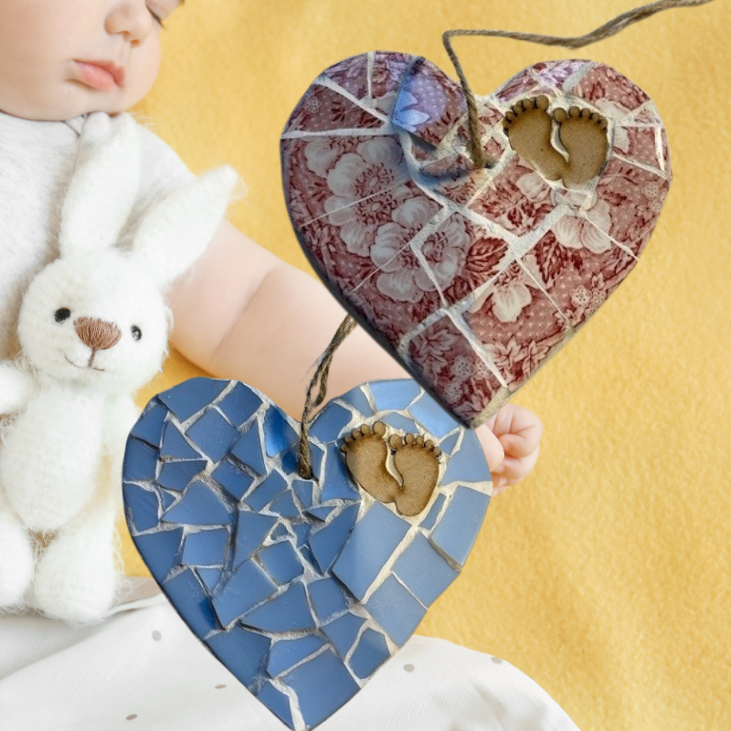 Baby feet mosaic heart