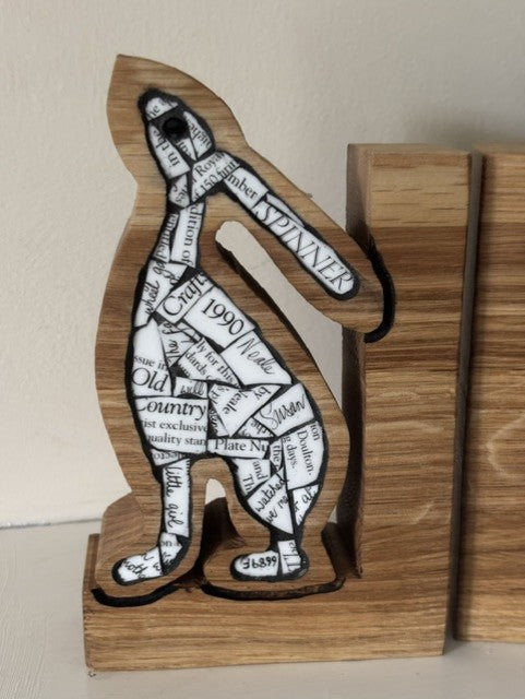 Hare Bookends – Handcrafted in Oak